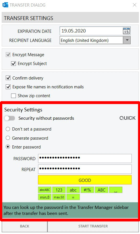 Password protected Email - Enter password manually