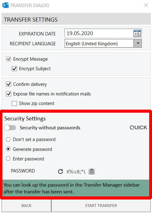 Password protected Email - Generate Password